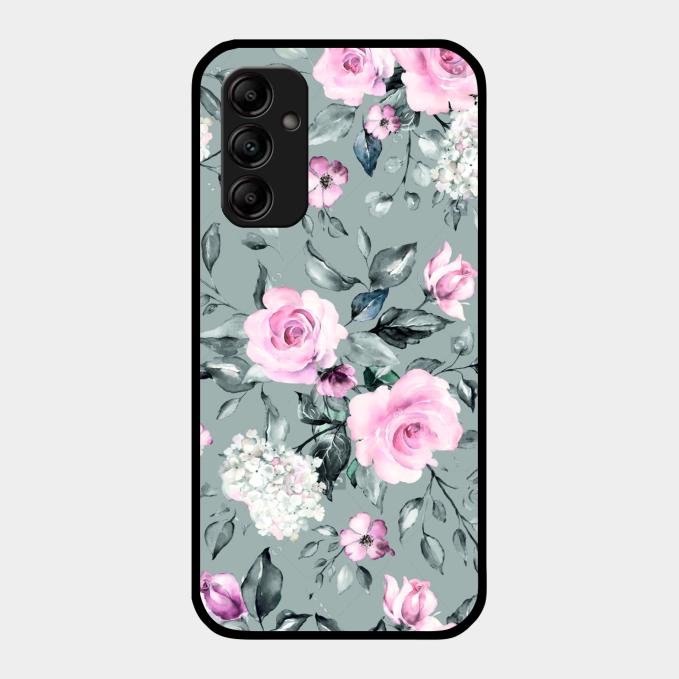 Retro Floral Glossy Metal Case Cover V2 For Samsung Galaxy M14 5G