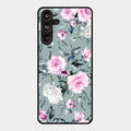 Retro Floral Glossy Metal Case Cover V2 For Samsung Galaxy M55 5G
