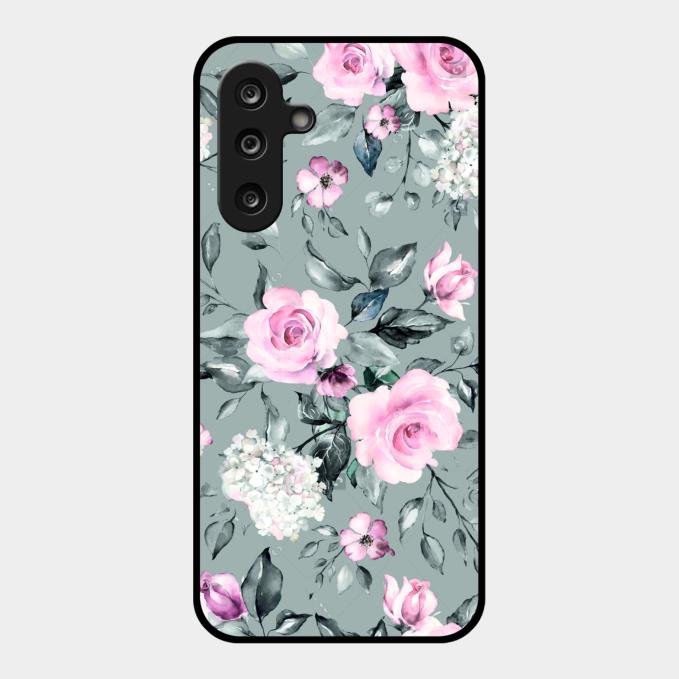Retro Floral Glossy Metal Case Cover V2 For Samsung Galaxy M56 5G