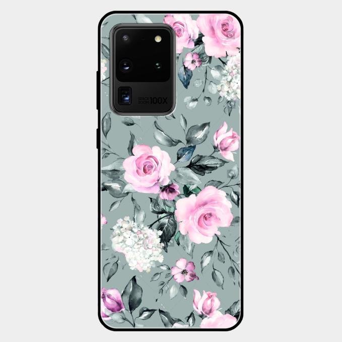 Retro Floral Glossy Metal Case Cover V2 For Samsung Galaxy S20 Ultra