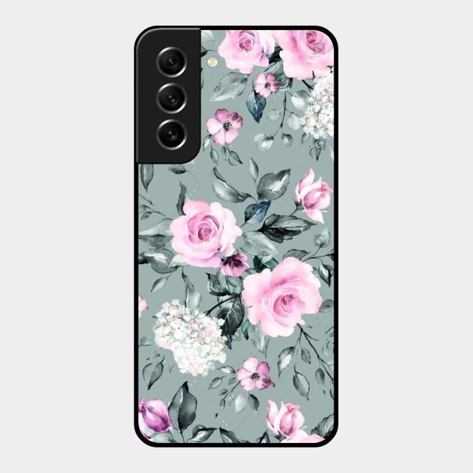 Retro Floral Glossy Metal Case Cover V2 For Samsung Galaxy S21 Fe 5G