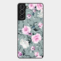 Retro Floral Glossy Metal Case Cover V2 For Samsung Galaxy S21