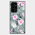 Retro Floral Glossy Metal Case Cover V2 For Samsung Galaxy S22 Ultra 5G