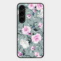 Retro Floral Glossy Metal Case Cover V2 For Samsung Galaxy S23 5G