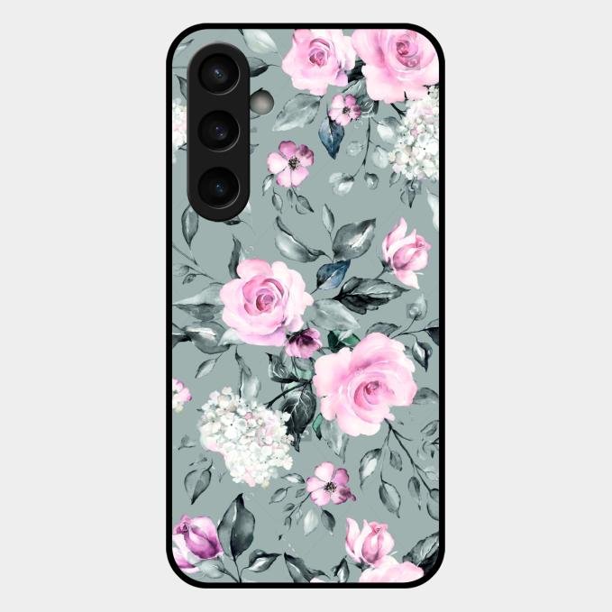Retro Floral Glossy Metal Case Cover V2 For Samsung Galaxy S23 Fe 5G