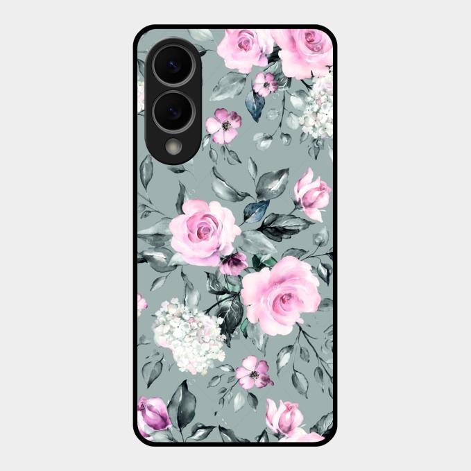 Retro Floral Glossy Metal Case Cover V2 For Samsung Galaxy S25 Edge 5G