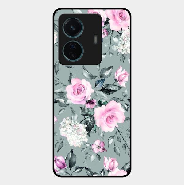 Retro Floral Glossy Metal Case Cover V2 For Vivo T1 Pro 5G