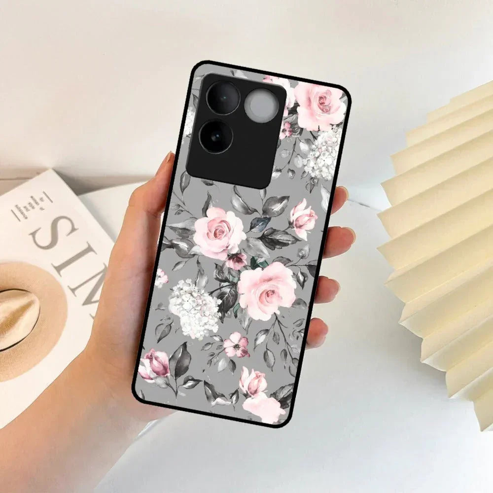 Retro Floral Glossy Metal Case Cover V2 For Vivo - ShopOnCliQ