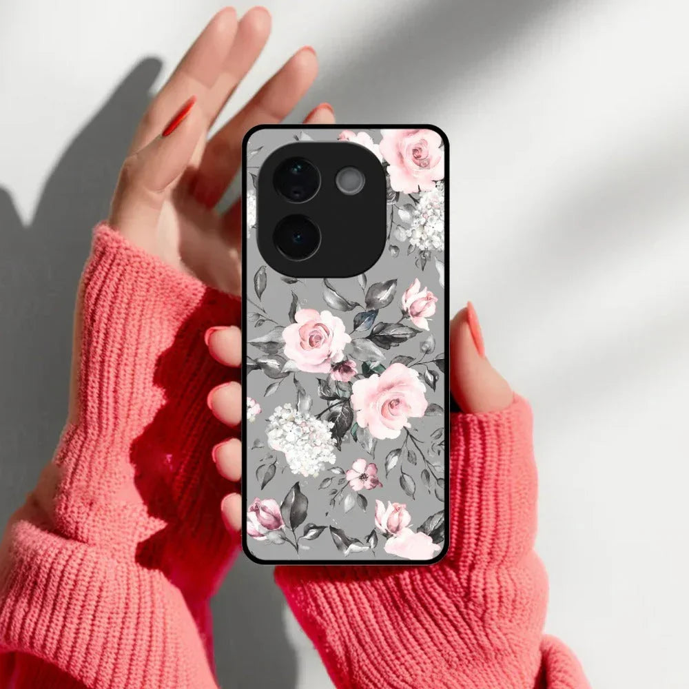 Retro Floral Glossy Metal Case Cover V2 For Vivo - ShopOnCliQ