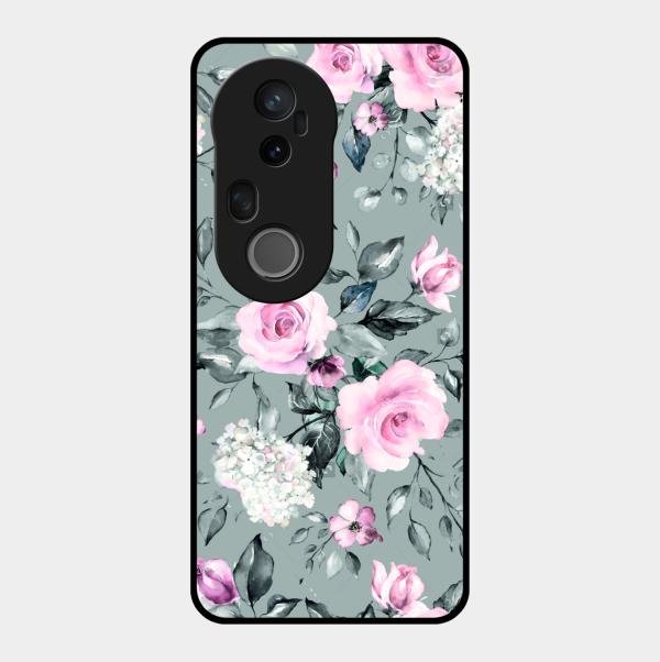 Retro Floral Glossy Metal Case Cover V2 For Vivo T4 Ultra 5G