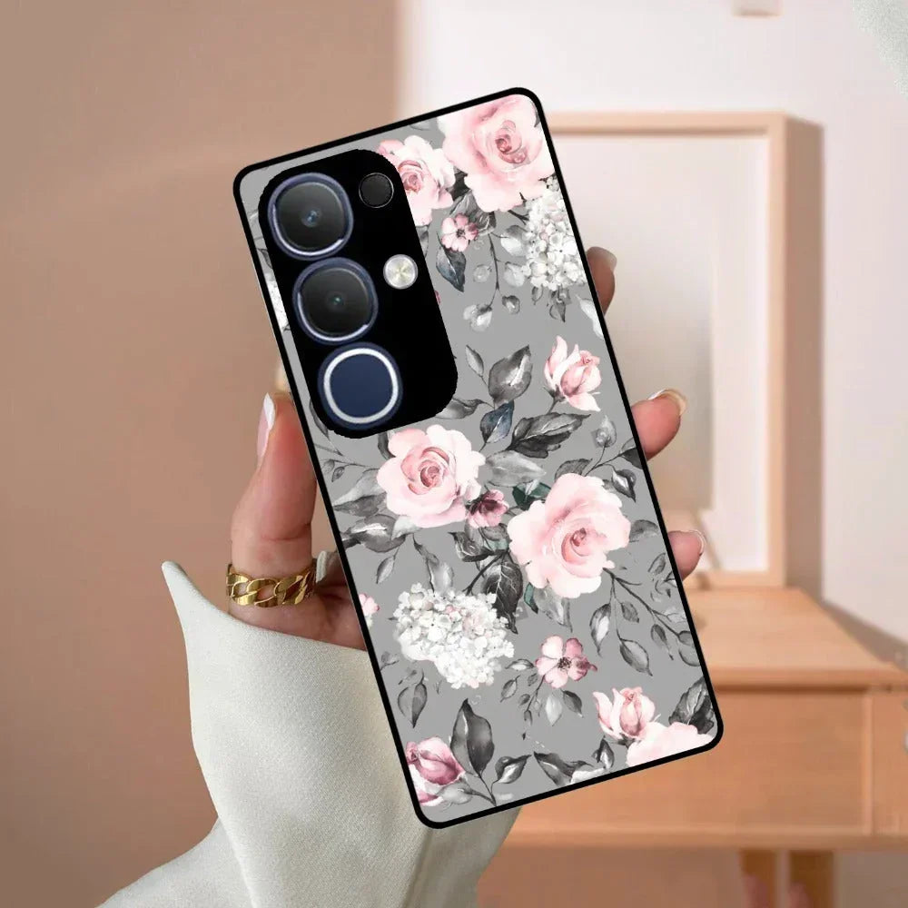 Retro Floral Glossy Metal Case Cover V2 For Vivo - ShopOnCliQ