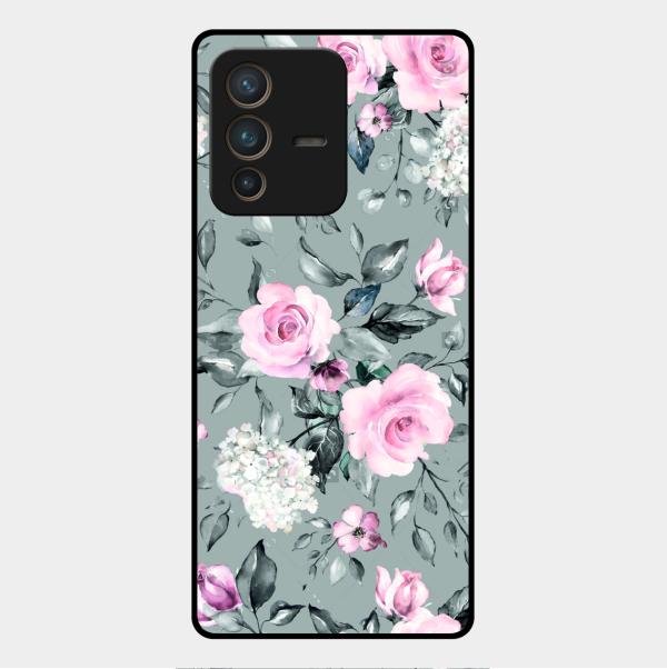 Retro Floral Glossy Metal Case Cover V2 For Vivo V23 Pro 5G
