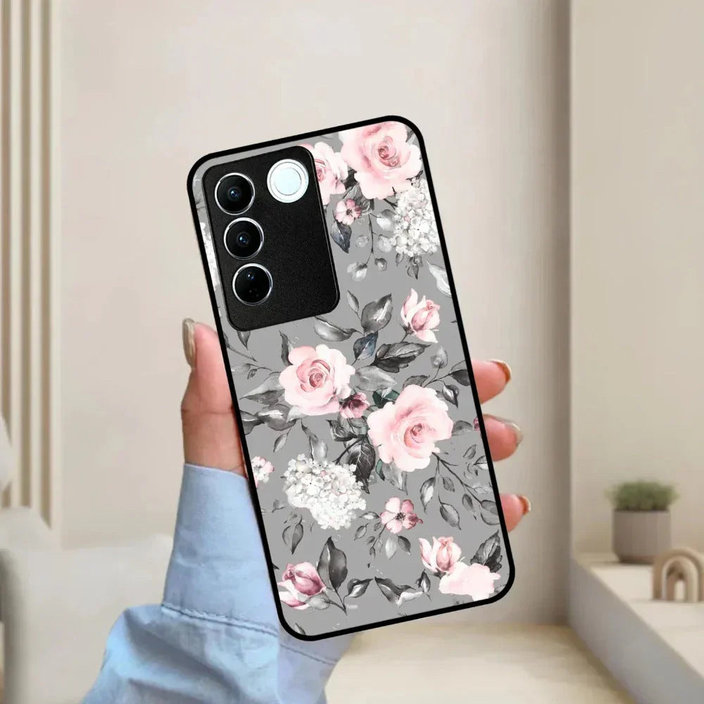 Retro Floral Glossy Metal Case Cover V2 For Vivo - ShopOnCliQ