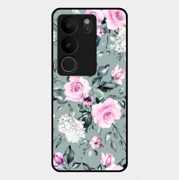 Retro Floral Glossy Metal Case Cover V2 For Vivo V29 Pro 5G