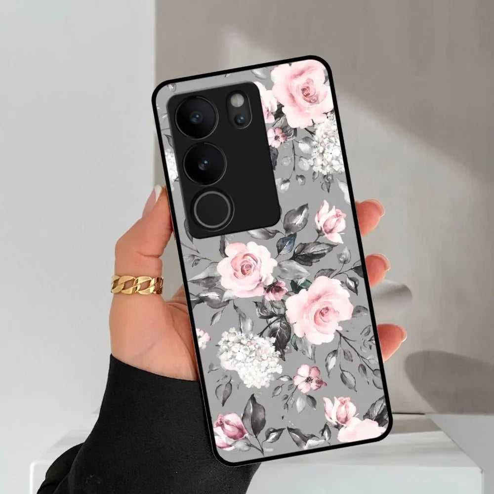 Retro Floral Glossy Metal Case Cover V2 For Vivo - ShopOnCliQ