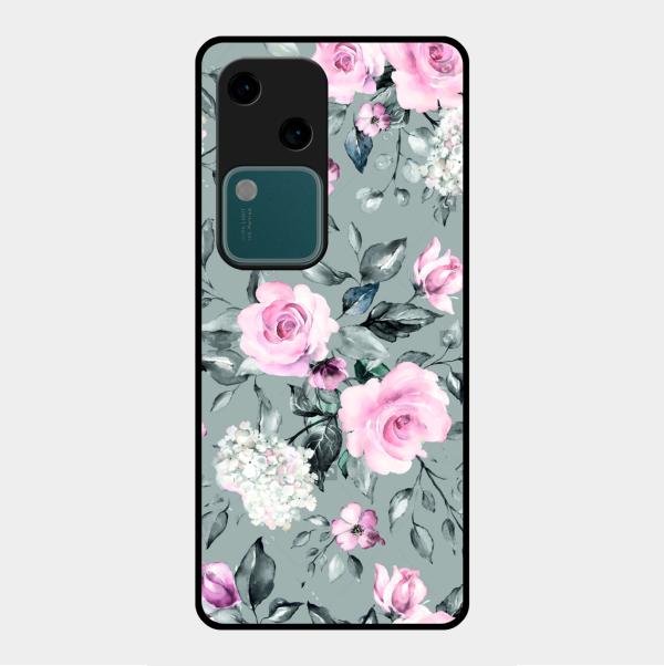 Retro Floral Glossy Metal Case Cover V2 For Vivo V30 5G