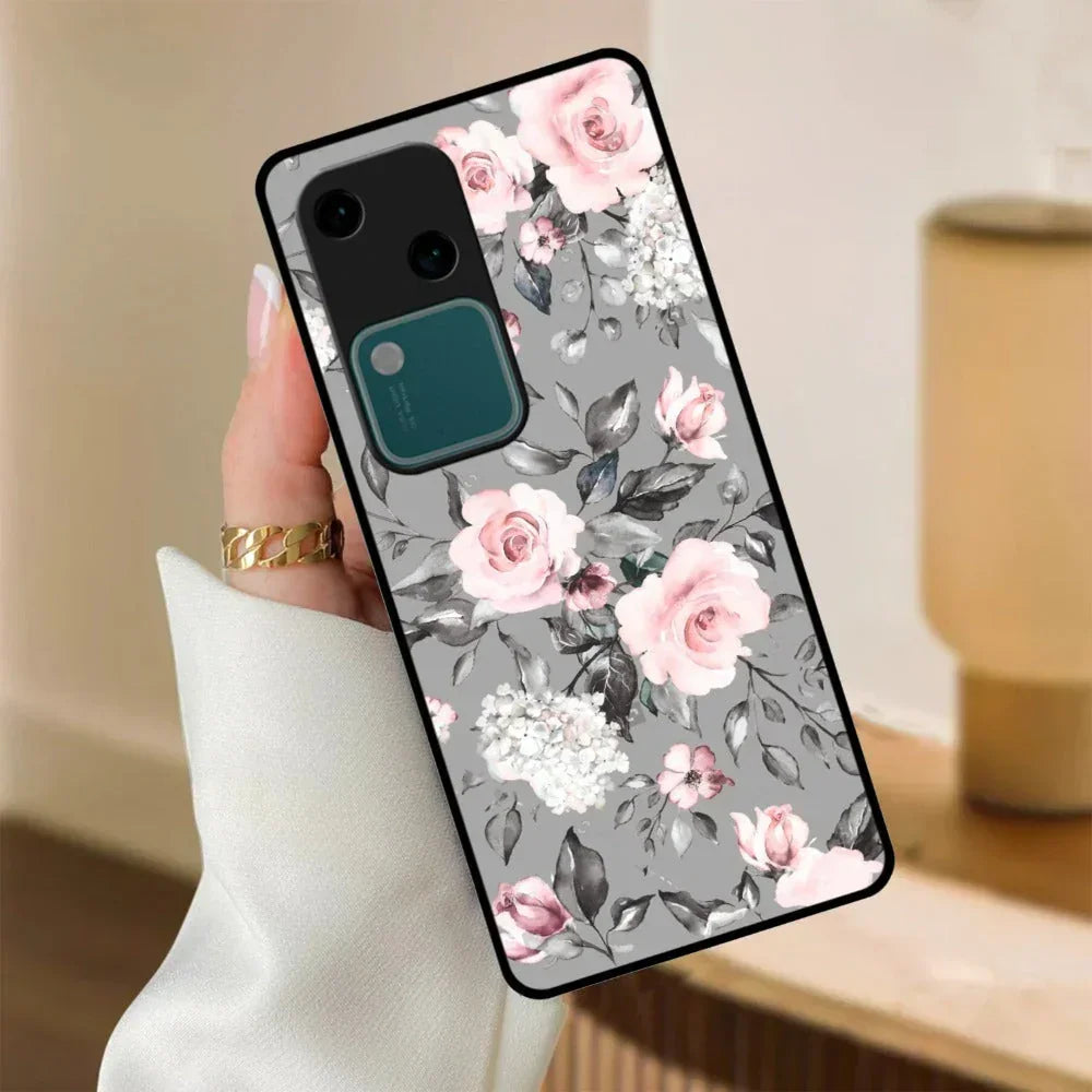 Retro Floral Glossy Metal Case Cover V2 For Vivo - ShopOnCliQ