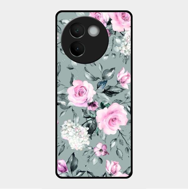 Retro Floral Glossy Metal Case Cover V2 For Vivo V30E 5G