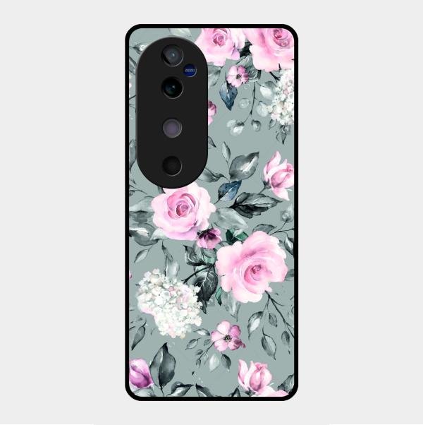 Retro Floral Glossy Metal Case Cover V2 For Vivo V40 5G