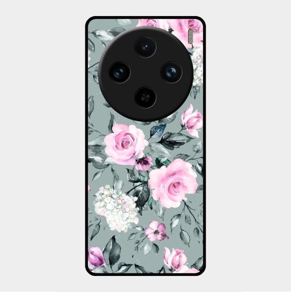 Retro Floral Glossy Metal Case Cover V2 For Vivo X100 Pro 5G