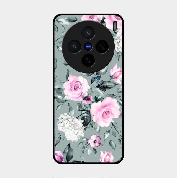 Retro Floral Glossy Metal Case Cover V2 For Vivo X200 5G