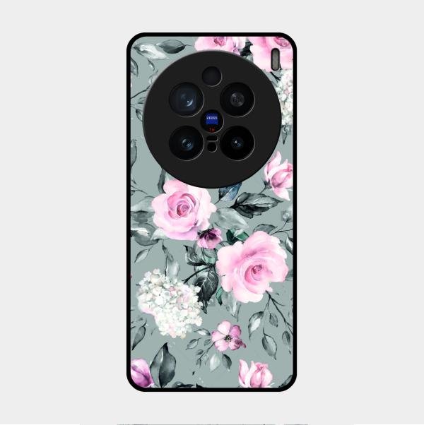 Retro Floral Glossy Metal Case Cover V2 For Vivo X200 Pro 5G