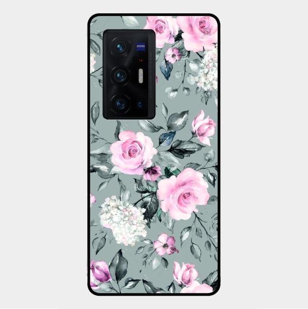 Retro Floral Glossy Metal Case Cover V2 For Vivo X70 Pro Plus 5G