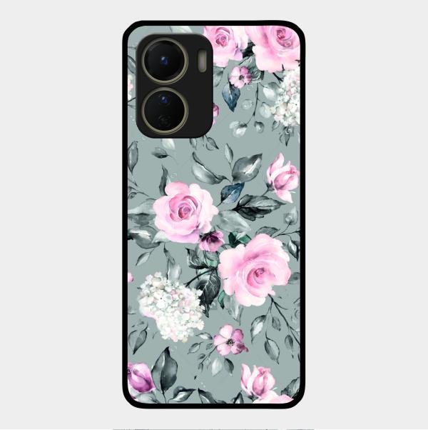 Retro Floral Glossy Metal Case Cover V2 For Vivo Y16