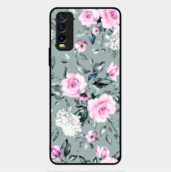 Retro Floral Glossy Metal Case Cover V2 For Vivo Y20T