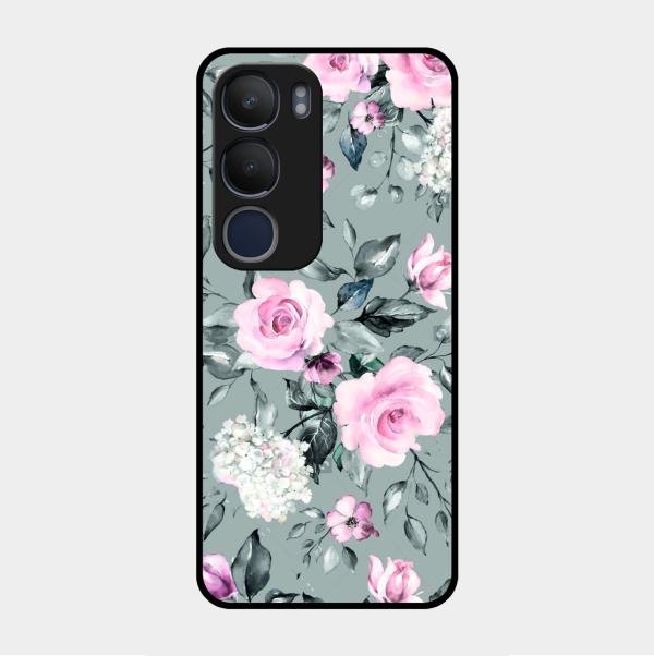 Retro Floral Glossy Metal Case Cover V2 For Vivo Y29 5G
