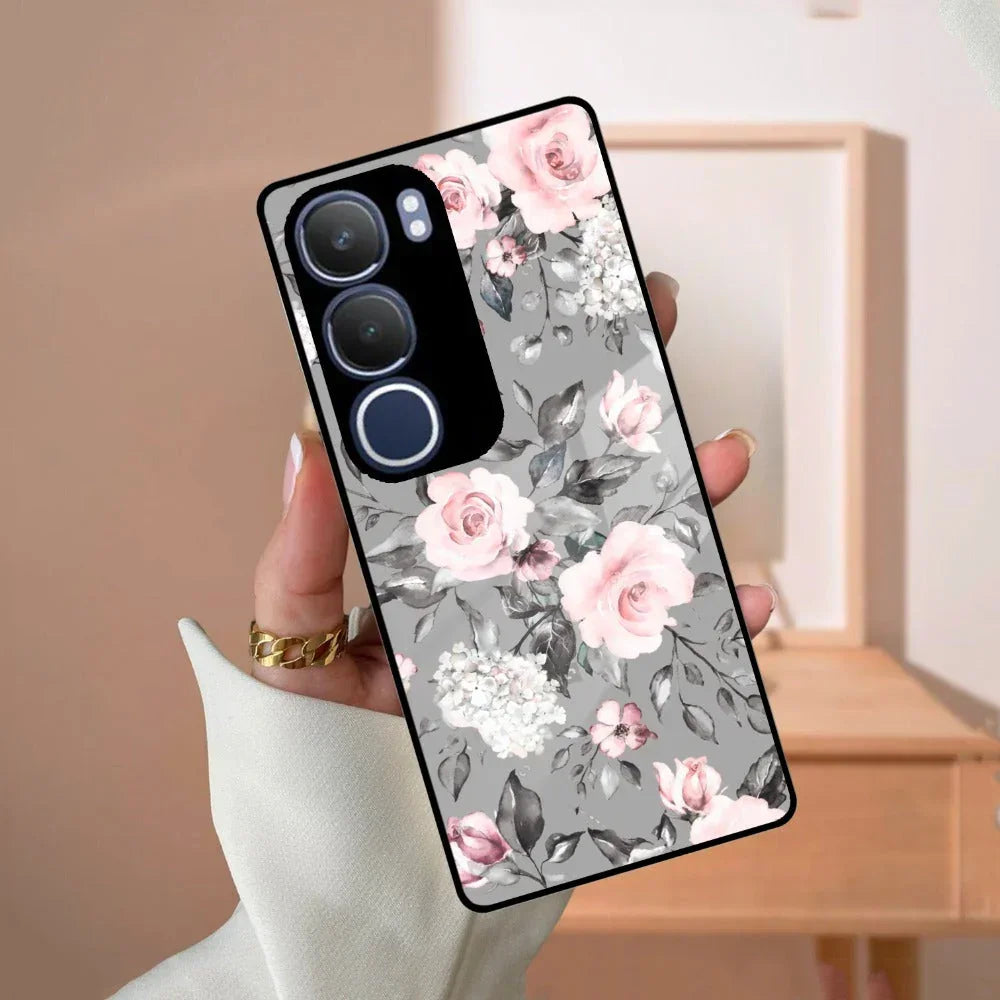 Retro Floral Glossy Metal Case Cover V2 For Vivo - ShopOnCliQ