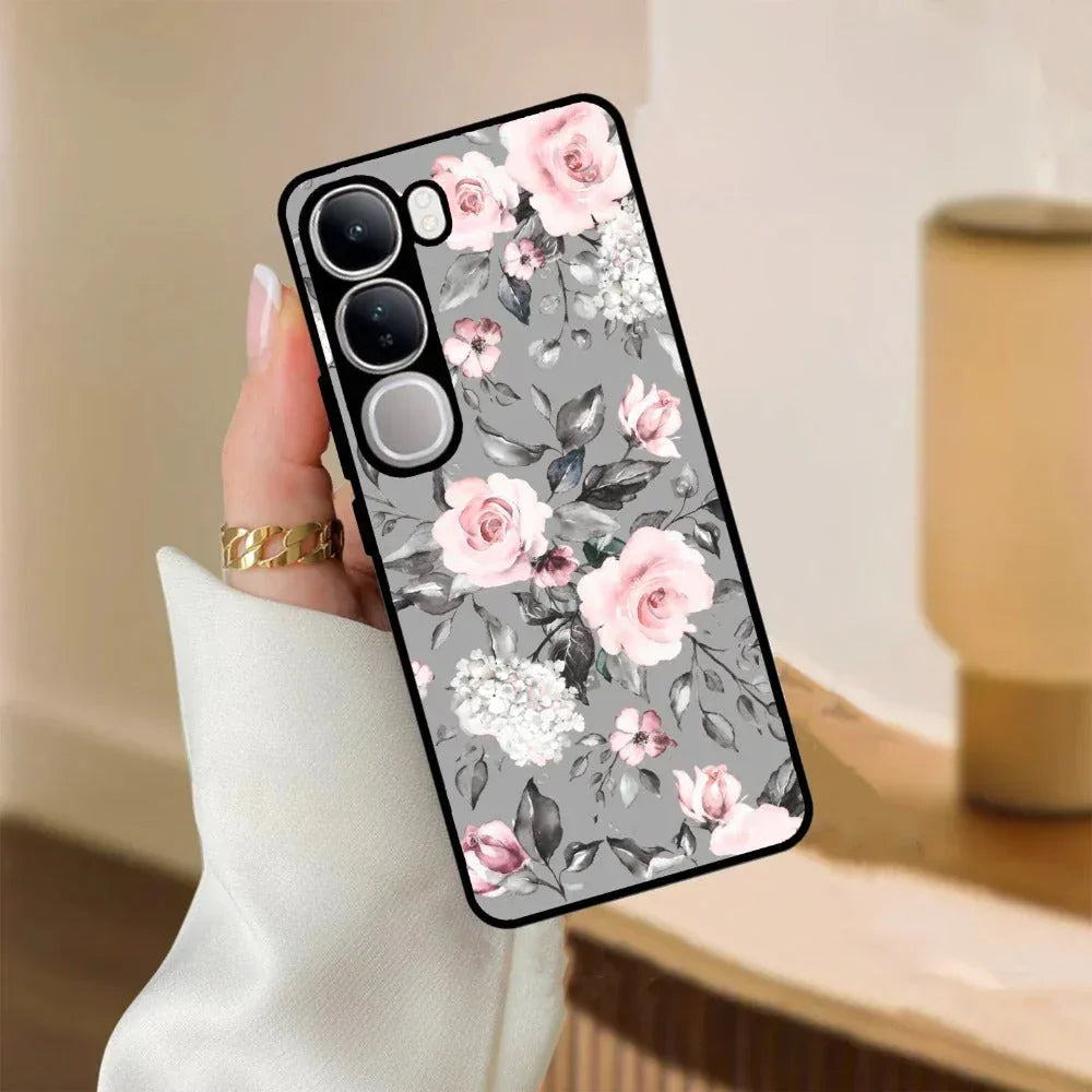 Retro Floral Glossy Metal Case Cover V2 For Vivo - ShopOnCliQ