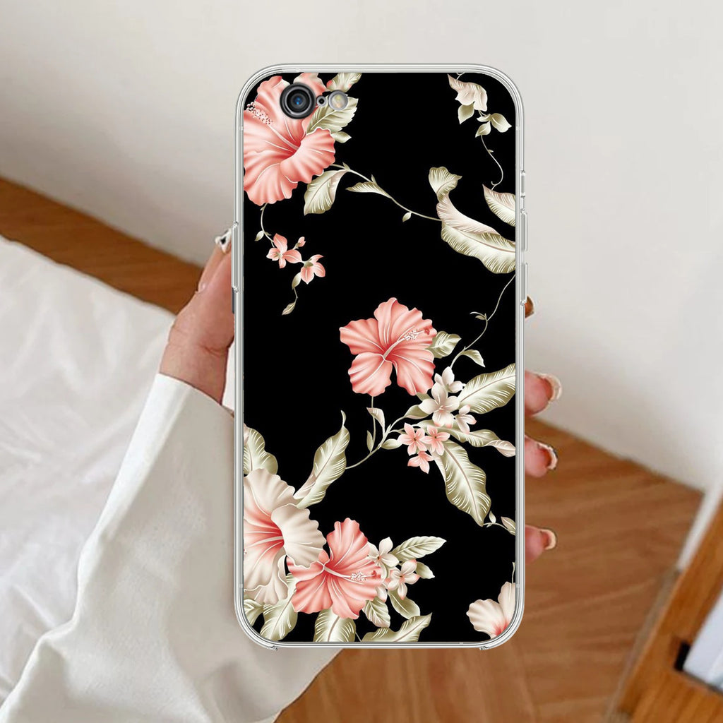 Retro Floral Anti Yellow Clear Case For iPhone 7 / iPhone 8 / iPhone Se 2020