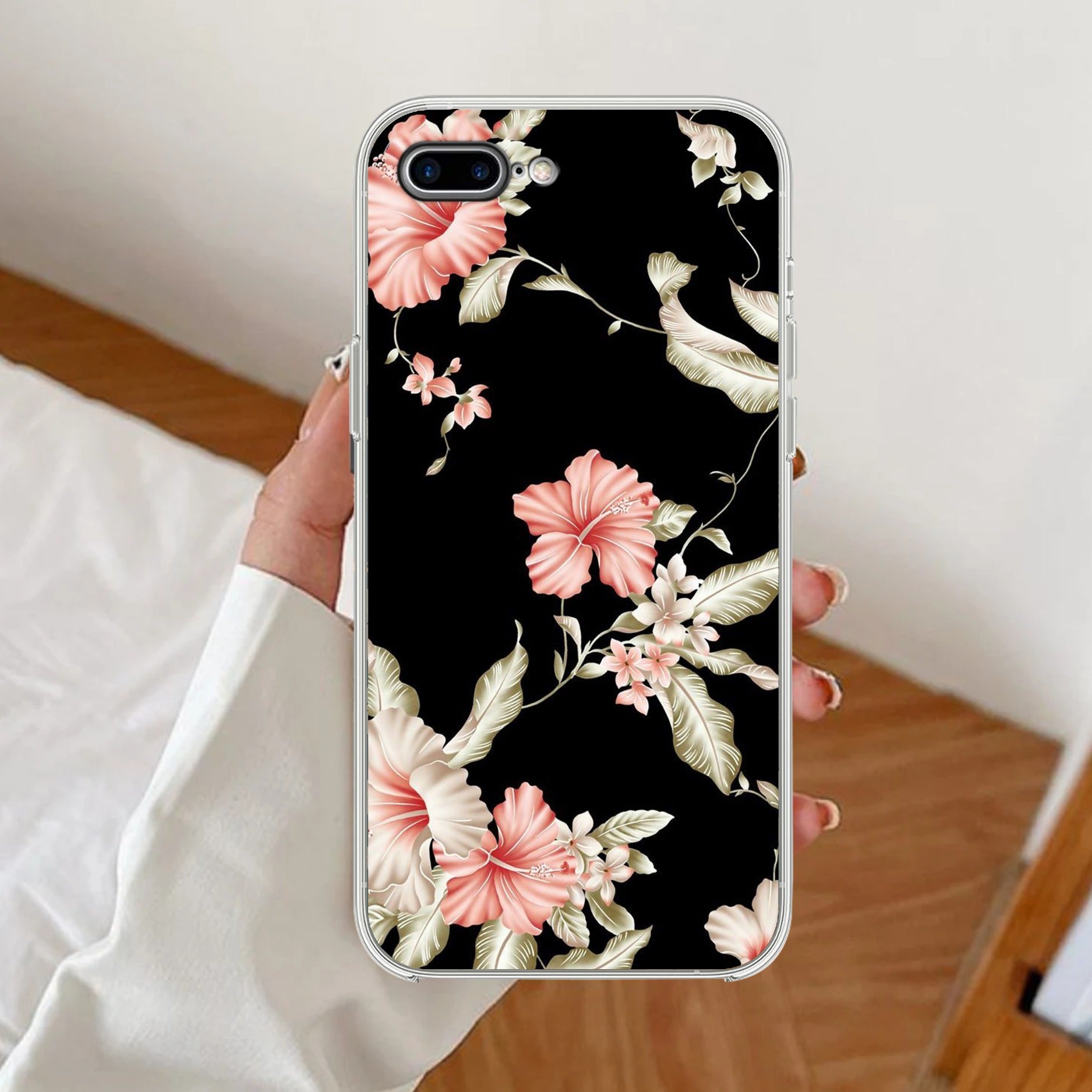 Retro Floral Transparent Silicon Case For iPhone