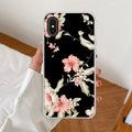Retro Floral Transparent Silicon Case For iPhone Xs Max