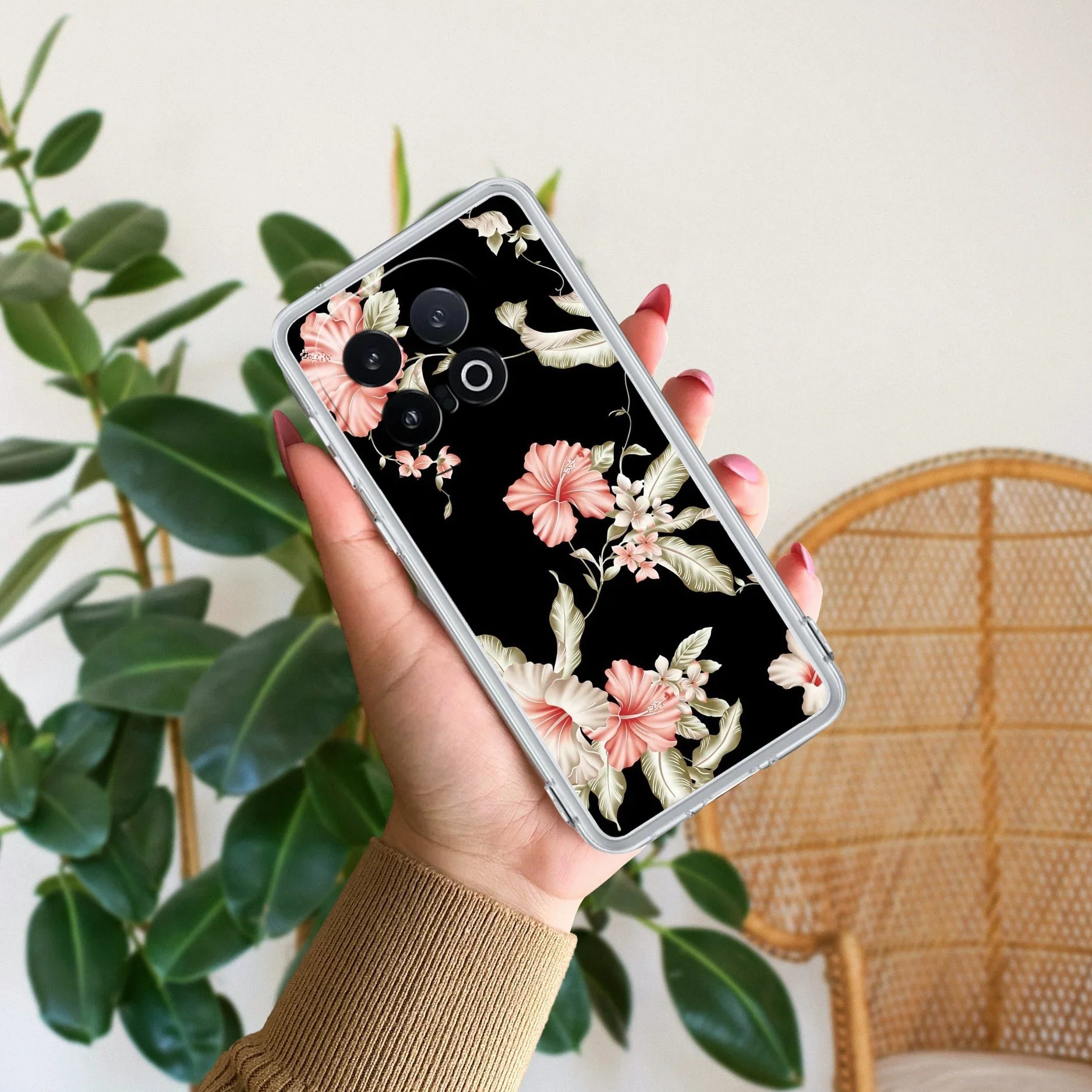 Retro Floral Transparent Silicon Case For iQOO 13 5G