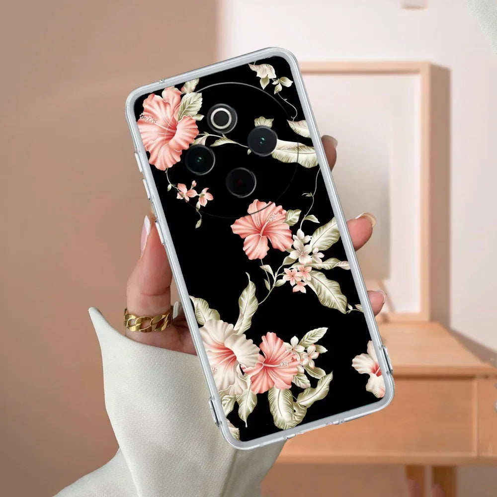 Retro Floral Transparent Silicon Case For iQOO Z7 Pro 5G