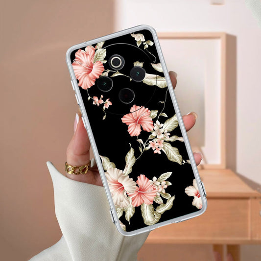 Retro Floral Transparent Silicon Case For iQOO