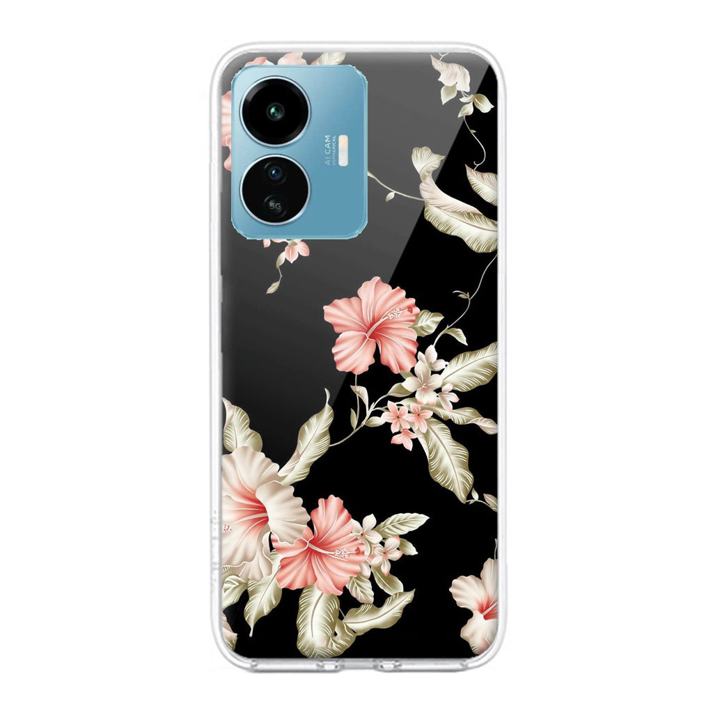 Retro Floral Transparent Silicon Case For iQOO Z6 Lite 5G