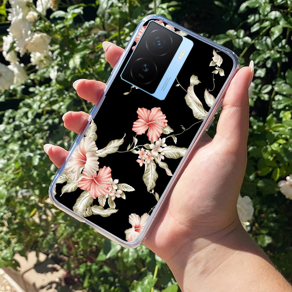 Retro Floral Transparent Silicon Case For iQOO Z7s 5G