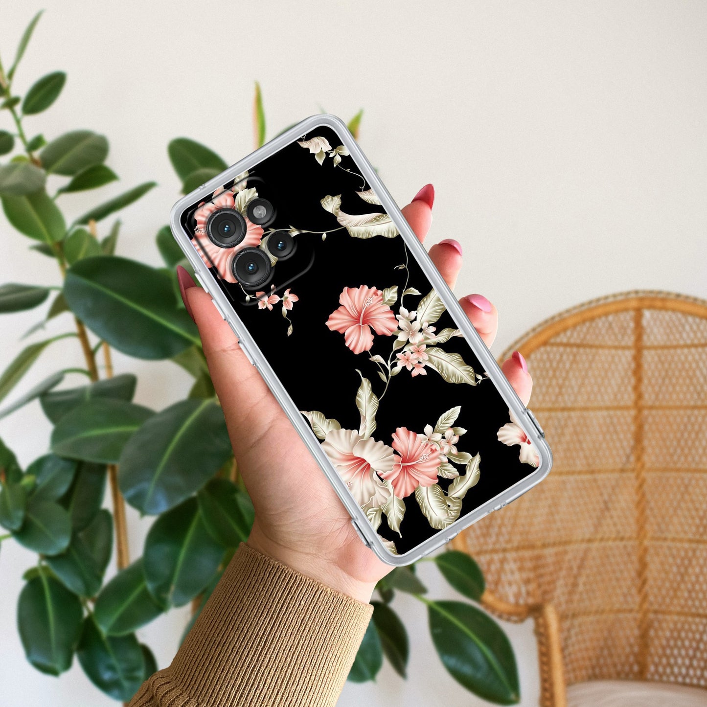 Retro Floral Transparent Silicon Case For Motorola