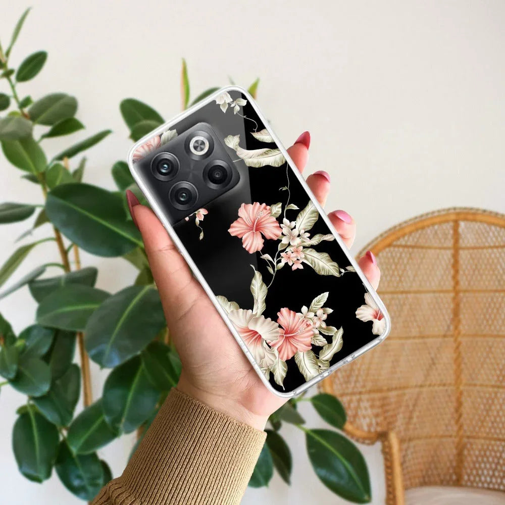Retro Floral Transparent Silicon Case For OnePlus