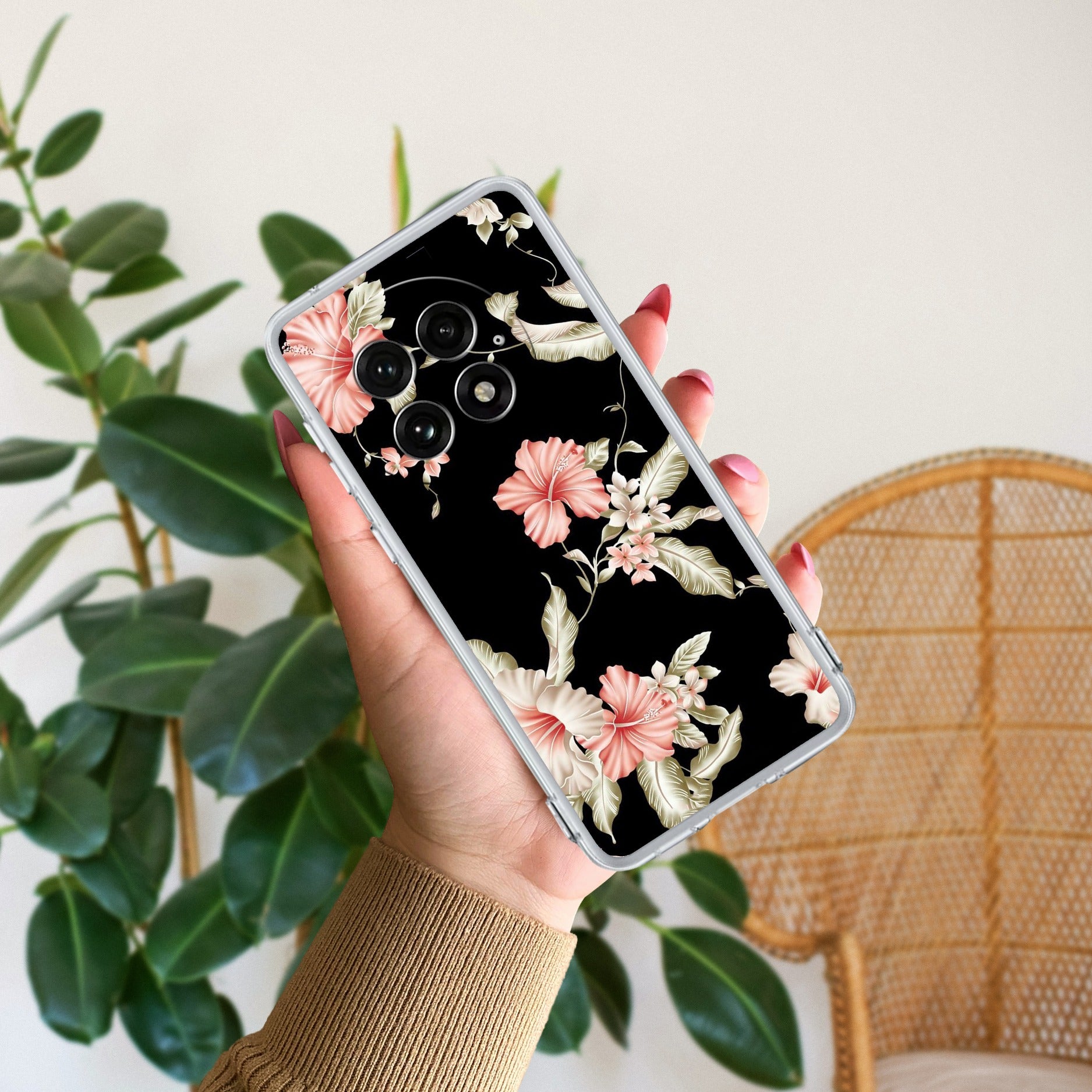 Retro Floral Transparent Silicon Case For OnePlus 13 5G