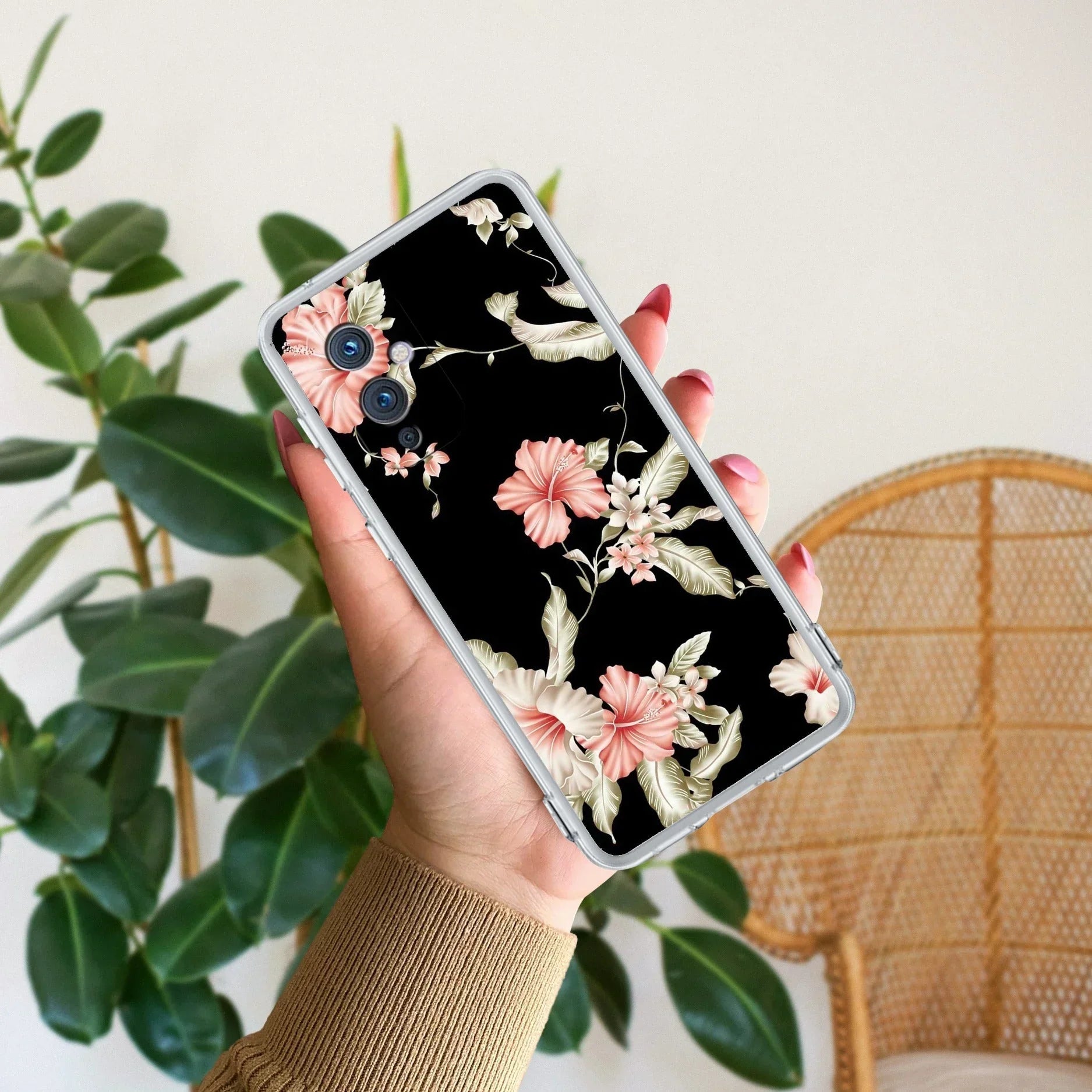 Retro Floral Transparent Silicon Case For OnePlus