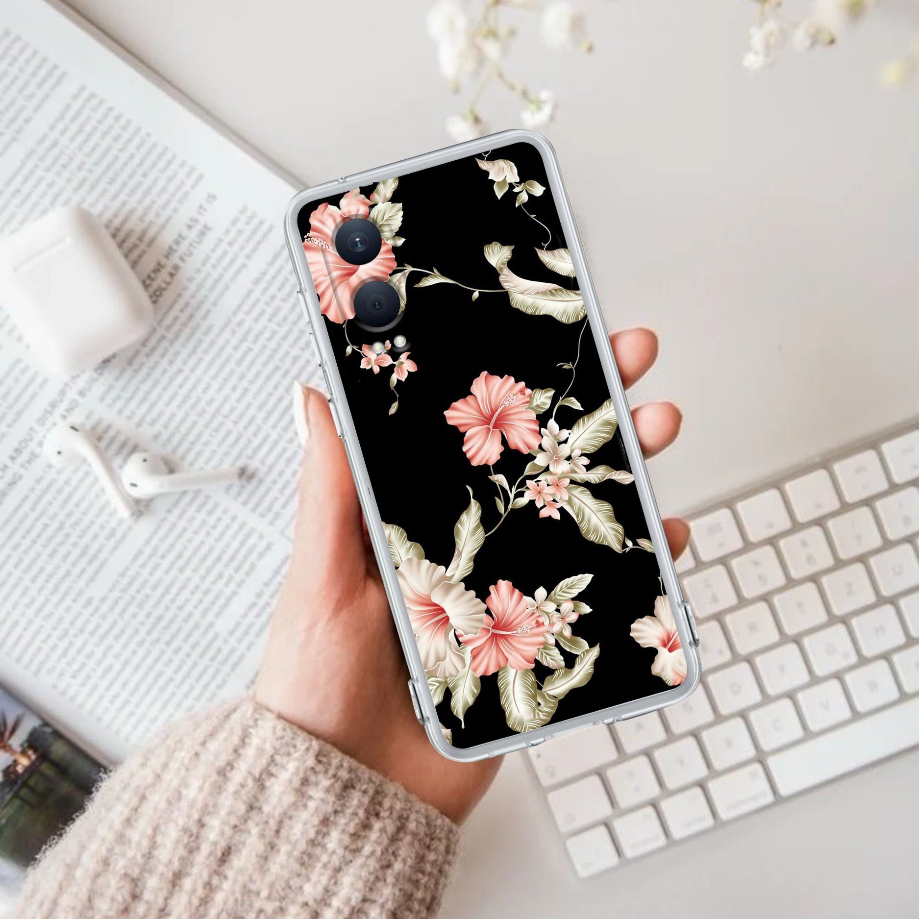 Retro Floral Transparent Silicon Case For OnePlus