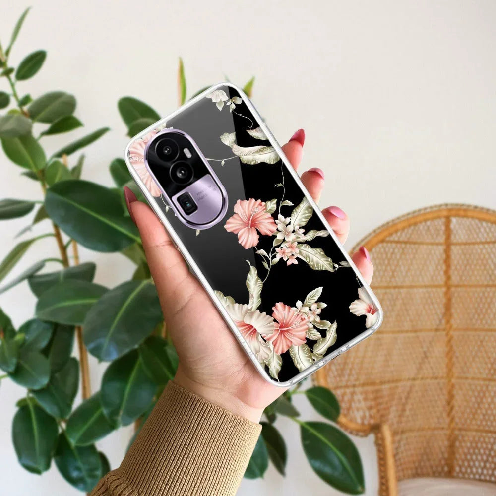 Retro Floral Transparent Silicon Case For Oppo Reno 7 5G