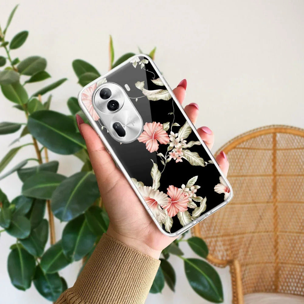 Retro Floral Transparent Silicon Case For Oppo Reno 11 Pro 5G