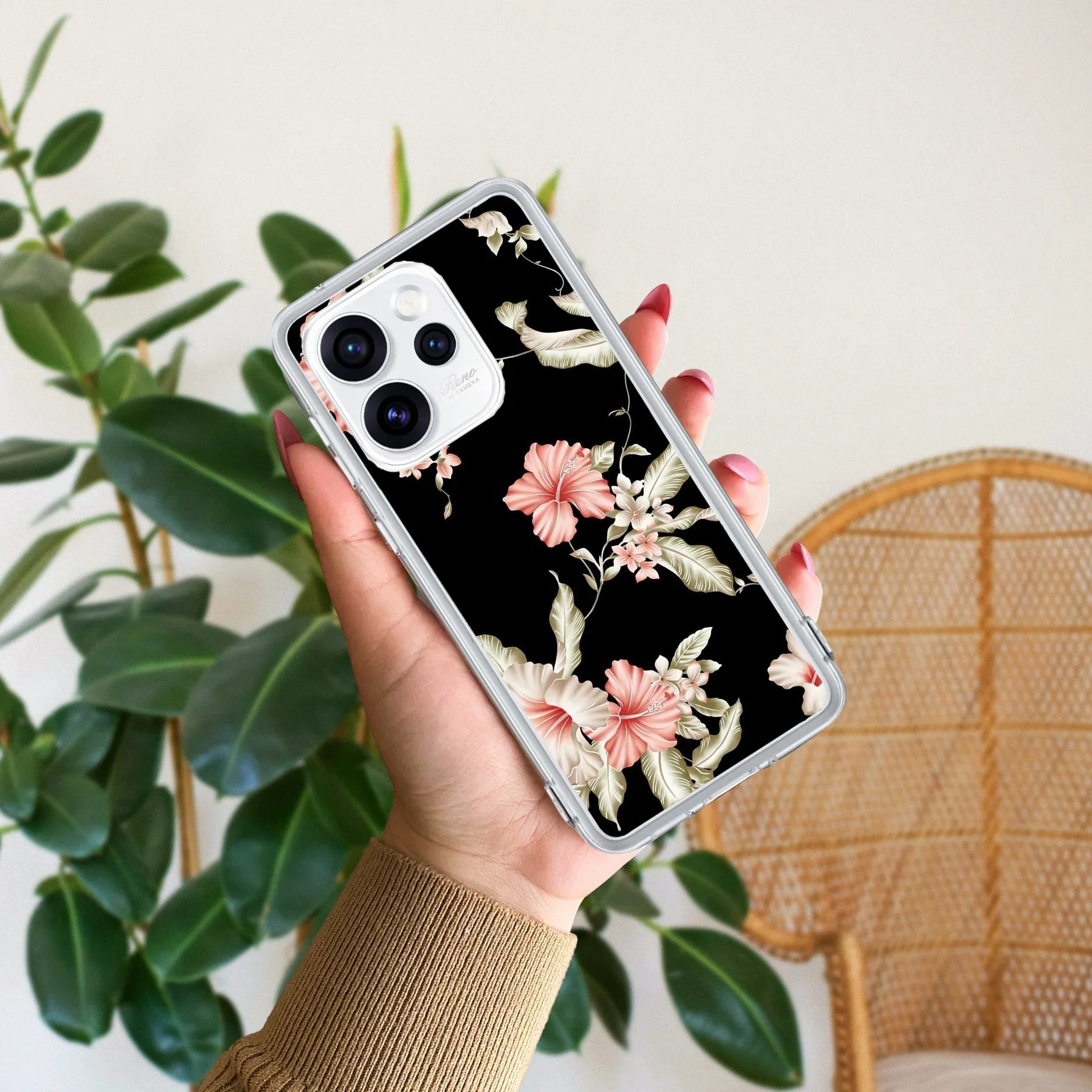 Retro Floral Transparent Silicon Case For Oppo Reno15 Pro 5G