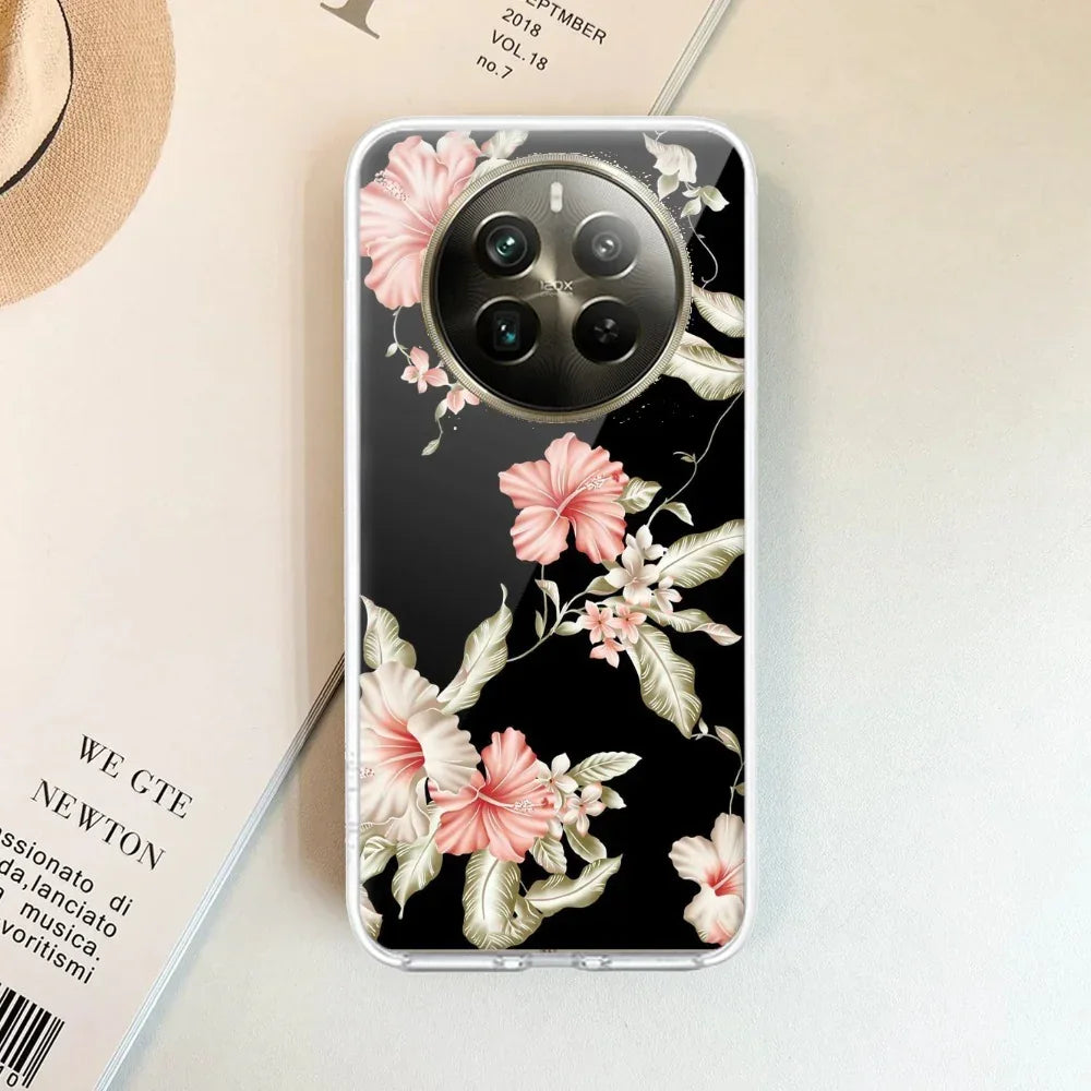 Retro Floral Transparent Silicon Case For Realme 13 Plus 5G