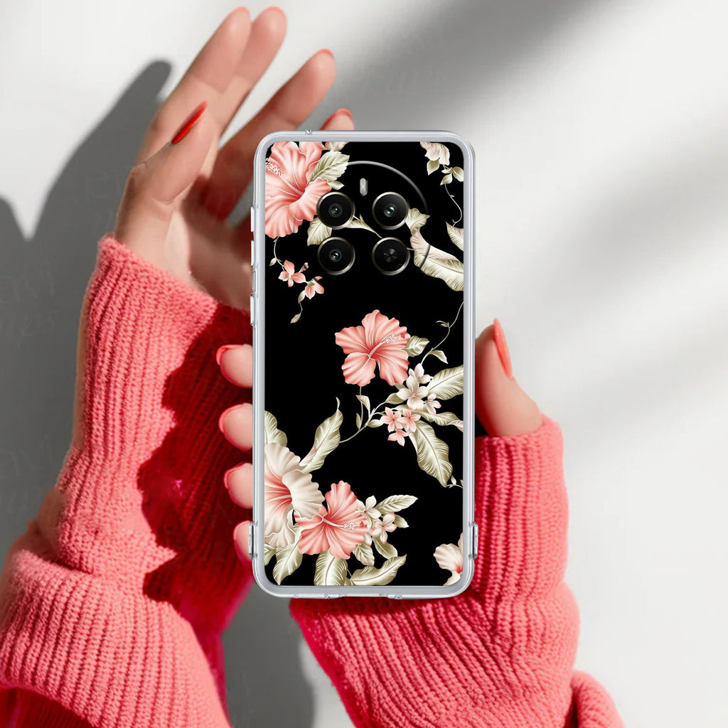 Retro Floral Transparent Silicon Case For Realme P1 Pro 5G